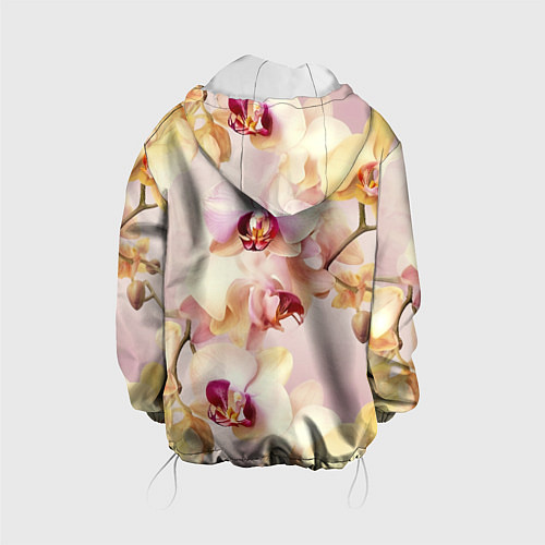 Детская куртка Желтые и нежно-розовые орхидеи - паттерн / 3D-Белый – фото 2
