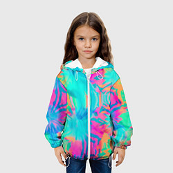 Куртка с капюшоном детская Кислотный тай-дай: паттерн, цвет: 3D-белый — фото 2