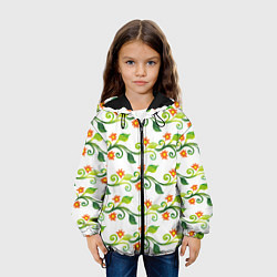 Куртка с капюшоном детская Весенний узор, цвет: 3D-черный — фото 2