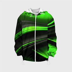 Куртка с капюшоном детская Black green textureпоп, цвет: 3D-белый