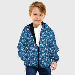Куртка с капюшоном детская Кораблики и волны, цвет: 3D-черный — фото 2
