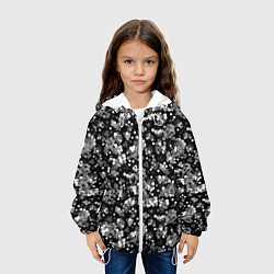 Куртка с капюшоном детская Черно-белый узор в горошек, цвет: 3D-белый — фото 2
