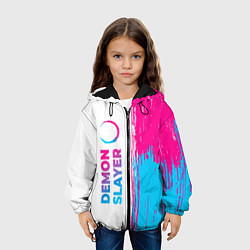 Куртка с капюшоном детская Demon Slayer neon gradient style: по-вертикали, цвет: 3D-черный — фото 2