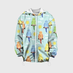 Куртка с капюшоном детская Попугайчики, цвет: 3D-белый