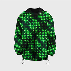 Куртка с капюшоном детская Яркие зеленые точки, цвет: 3D-черный