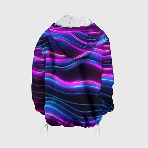 Детская куртка Фиолетовые неоновые волны / 3D-Белый – фото 2