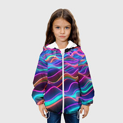 Куртка с капюшоном детская Синие и фиолетовые волны, цвет: 3D-белый — фото 2