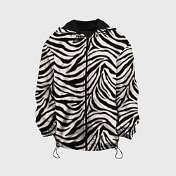 Куртка с капюшоном детская Полосатая шкура зебры, белого тигра, цвет: 3D-черный