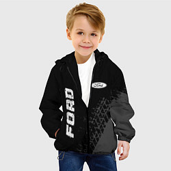 Куртка с капюшоном детская Ford speed на темном фоне со следами шин: надпись,, цвет: 3D-черный — фото 2