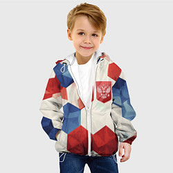 Куртка с капюшоном детская Большие плиты герб России, цвет: 3D-белый — фото 2