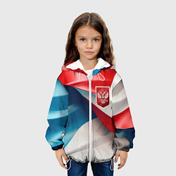 Куртка с капюшоном детская Красный герб России, цвет: 3D-белый — фото 2