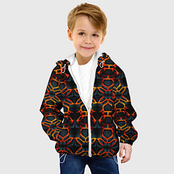 Куртка с капюшоном детская Оранжевые неоновые объекты, цвет: 3D-белый — фото 2