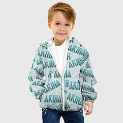 Куртка с капюшоном детская Арина - текст паттерн, цвет: 3D-белый — фото 2