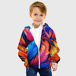 Куртка с капюшоном детская Экзотические перья, цвет: 3D-белый — фото 2