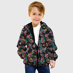 Куртка с капюшоном детская Модный разноцветный камуфляж, цвет: 3D-черный — фото 2