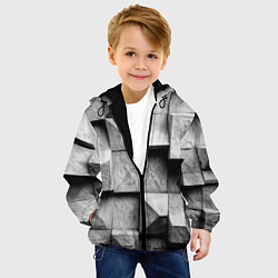 Куртка с капюшоном детская Каменные плиты и обман зрения, цвет: 3D-черный — фото 2