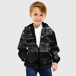 Куртка с капюшоном детская Чертеж ракеты на чёрном фоне, цвет: 3D-черный — фото 2