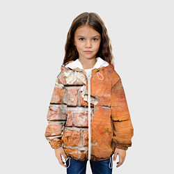 Куртка с капюшоном детская Кирпичная стена под штукатуркой, цвет: 3D-белый — фото 2
