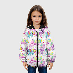 Куртка с капюшоном детская Красочные единороги, цвет: 3D-черный — фото 2