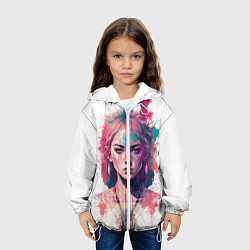 Куртка с капюшоном детская Девушка акварельные краски, цвет: 3D-белый — фото 2