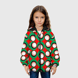Куртка с капюшоном детская Орнамент из контрастных кругов, цвет: 3D-черный — фото 2