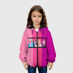 Куртка с капюшоном детская Группа Black pink на фоне оттенков розового, цвет: 3D-черный — фото 2