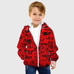 Куртка с капюшоном детская Лучшие рок группы на красном, цвет: 3D-белый — фото 2
