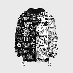 Куртка с капюшоном детская Логотипы лучших рок групп, цвет: 3D-черный
