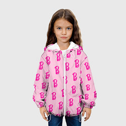 Куртка с капюшоном детская Барби паттерн буква B, цвет: 3D-белый — фото 2
