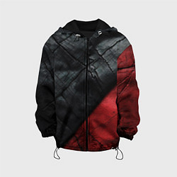 Куртка с капюшоном детская Черно - красная кожа, цвет: 3D-черный