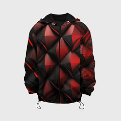 Куртка с капюшоном детская Объемная текстура красная кожа, цвет: 3D-черный