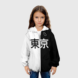 Куртка с капюшоном детская Tokyo - Иероглифы, цвет: 3D-белый — фото 2