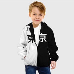Куртка с капюшоном детская Tokyo - Иероглифы, цвет: 3D-черный — фото 2