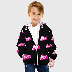 Куртка с капюшоном детская Логотип Кен - патерн, цвет: 3D-белый — фото 2