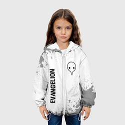 Куртка с капюшоном детская Evangelion glitch на светлом фоне: надпись, символ, цвет: 3D-белый — фото 2