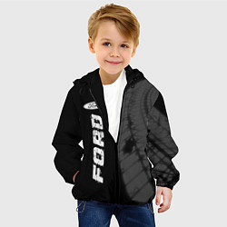 Куртка с капюшоном детская Ford speed на темном фоне со следами шин: по-верти, цвет: 3D-черный — фото 2