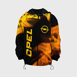 Куртка с капюшоном детская Opel - gold gradient: надпись, символ, цвет: 3D-черный