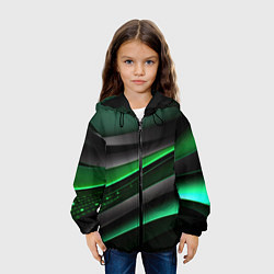 Куртка с капюшоном детская Black green line, цвет: 3D-черный — фото 2