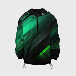 Куртка с капюшоном детская Black green abstract, цвет: 3D-черный