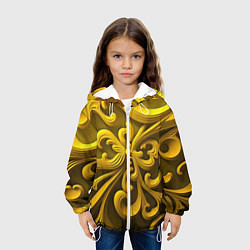Куртка с капюшоном детская Желтый объемный узор, цвет: 3D-белый — фото 2