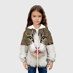Куртка с капюшоном детская Кошка показывает язык, цвет: 3D-белый — фото 2