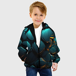 Куртка с капюшоном детская Объемные большие плиты, цвет: 3D-черный — фото 2