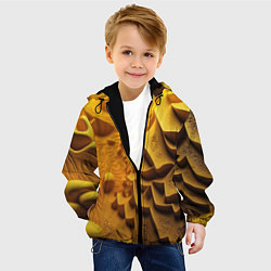 Куртка с капюшоном детская Желтая объемная абстракция, цвет: 3D-черный — фото 2