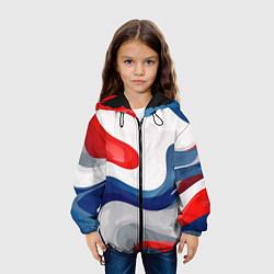 Куртка с капюшоном детская Абстракция в цветах флага России, цвет: 3D-черный — фото 2