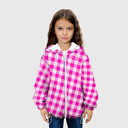 Куртка с капюшоном детская Розовая клетка Барби, цвет: 3D-белый — фото 2
