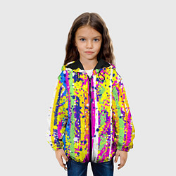 Куртка с капюшоном детская Брызги ярких красок, цвет: 3D-черный — фото 2