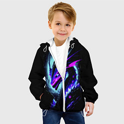 Куртка с капюшоном детская Морда дракона - неоновое свечение, цвет: 3D-белый — фото 2