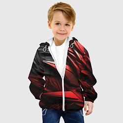 Куртка с капюшоном детская Объемные красные элементы, цвет: 3D-белый — фото 2