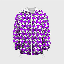 Куртка с капюшоном детская Ретро звёзды фиолетовые, цвет: 3D-белый