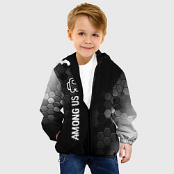 Куртка с капюшоном детская Among Us glitch на темном фоне: по-вертикали, цвет: 3D-черный — фото 2